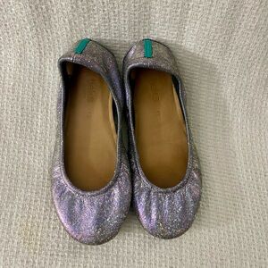 Tieks Girls Iridescent Purple Glitter Ballet Flats with Teal Tabs